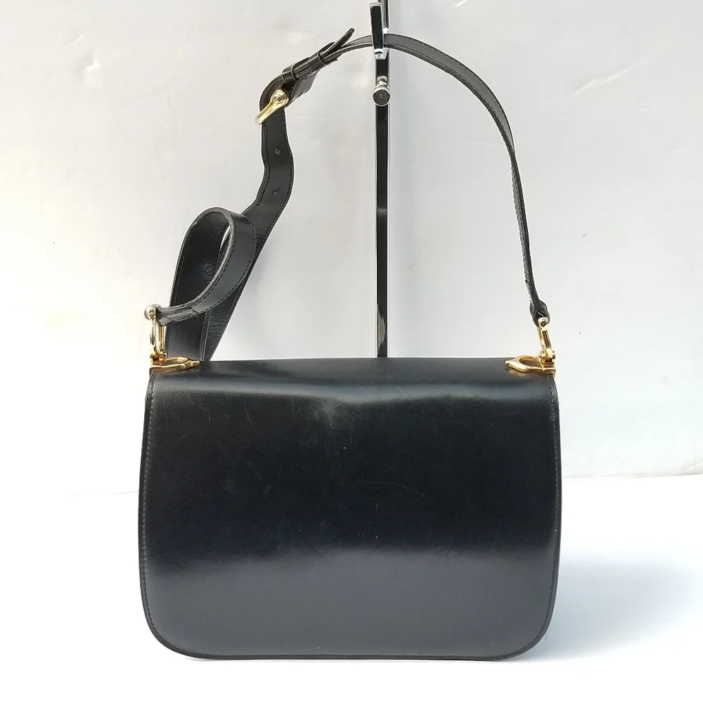 Vintage CÉLINE Paris Horse Carriage Caleche box calf shoulder crossbody bag - Picture 12 of 16